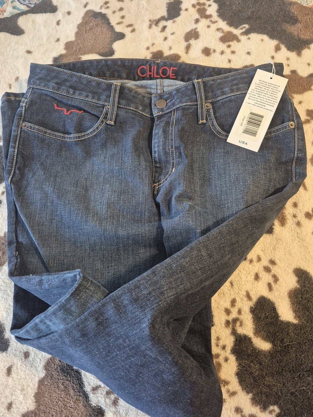 Kimes Ranch Women's Dark Blue Boot Cut Jeans with Red Accent - Picture 2 of 5